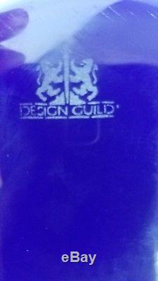 Design Guild Ajka Cobalt Blue Cased Cut to Clear Lg Punch Bowl Art Glass Hungary