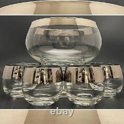 Dorothy Thorpe Allegro aka Silver Band Roly Poly Pedestal Punch Bowl 9pc Set USA