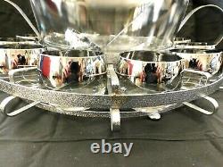 Dorothy Thorpe Mid Century 15 pc. Silver Fade Punch Bowl Set Roly Poly 5oz w1s1