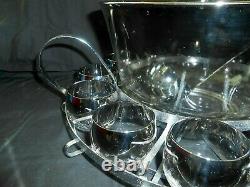 Dorothy Thorpe Mid Century 15 pc. Silver Fade Punch Bowl Set Roly Poly 5oz w1s1
