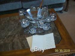 Dorothy Thorpe Silver Rim 16 Piece Punch Bowl Roly Poly Glasses, Caddy & Ladle