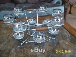 Dorothy Thorpe Silver Rim 16 Piece Punch Bowl Roly Poly Glasses, Caddy & Ladle