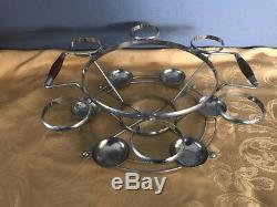 Dorothy Thorpe Style Silver Punch Bowl Barware Set Roly Poly 12 Cups & Rack