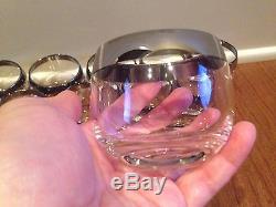 Dorothy Thorpe Style Silver Punch Bowl Barware Set Roly Poly Cups & Rack & Ladle
