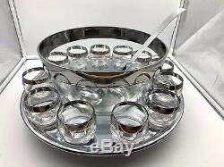 Dorothy Thorpe roly poly punch bowl & 12 glasses Underplate & Ladle