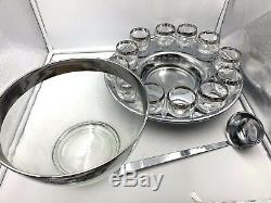 Dorothy Thorpe roly poly punch bowl & 12 glasses Underplate & Ladle