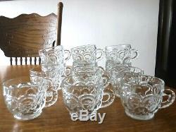 Dozen Le Smith Moon And Star Clear Punch Bowl Cups