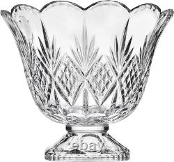 Dublin Crystal Punch Bowl Set with 8 Cups and Ladle 10 Piece Set
