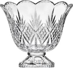 Dublin Crystal Punch Bowl Set with 8 Cups and Ladle 10 Piece Set