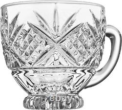 Dublin Crystal Punch Bowl Set with 8 Cups and Ladle 10 Piece Set