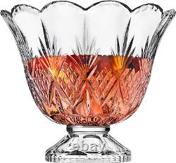 Dublin Crystal Punch Bowl Set with 8 Cups and Ladle 10 Piece Set