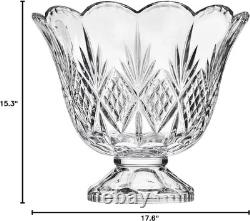 Dublin Crystal Punch Bowl Set with 8 Cups and Ladle 10 Piece Set