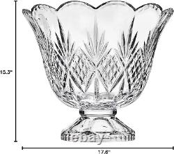 Dublin Crystal Punch Bowl Set with 8 Cups and Ladle 10 Piece Set