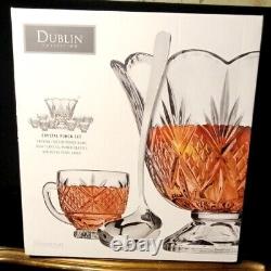 Dublin by Godinger Crystal Punch Bowl Set with 8 Glasses New