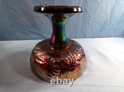 Dugan Amethyst Carnival Glass Many Fruits Punch Bowl with Stand