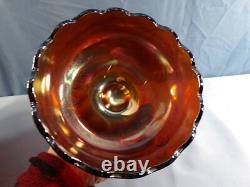 Dugan Amethyst Carnival Glass Many Fruits Punch Bowl with Stand