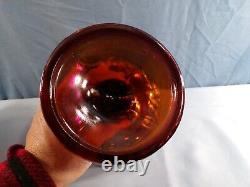 Dugan Amethyst Carnival Glass Many Fruits Punch Bowl with Stand
