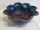 Dugan Glass Cobalt Carnival Many Fruits Punch Bowl