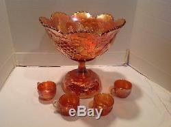 Dugan MANY FRUITS Marigold Carnival Glass Punch Bowl Base 5184