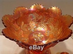 Dugan MANY FRUITS Marigold Carnival Glass Punch Bowl Base 5184