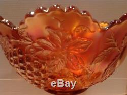 Dugan MANY FRUITS Marigold Carnival Glass Punch Bowl Base 5184