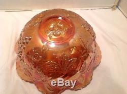 Dugan MANY FRUITS Marigold Carnival Glass Punch Bowl Base 5184