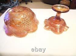 Dugan SUPER! Marigold Antique Carnival Glass Many Fruits Punch Bowl with Base