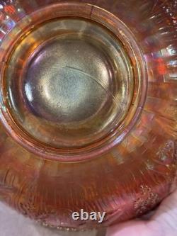 Dugan Stork and Rushes marigold carnival glass punch bowl HTF HEAVY (read)