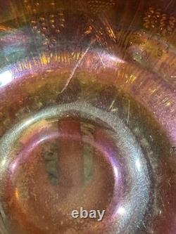 Dugan Stork and Rushes marigold carnival glass punch bowl HTF HEAVY (read)