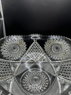 Duncan & Miller #40 Clear Sunburst 1891 Punch Bowl With 18 Cups And Glass Ladle