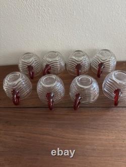 Duncan & Miller Caribbean Ruby Red handle Glasses and Punch bowl Ladel