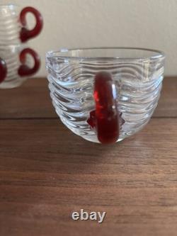 Duncan & Miller Caribbean Ruby Red handle Glasses and Punch bowl Ladel
