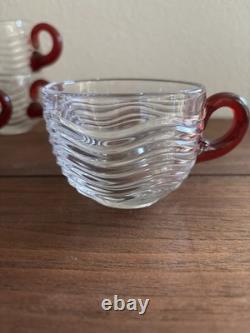 Duncan & Miller Caribbean Ruby Red handle Glasses and Punch bowl Ladel