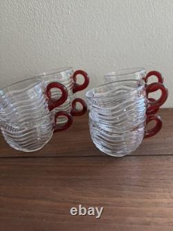 Duncan & Miller Caribbean Ruby Red handle Glasses and Punch bowl Ladel