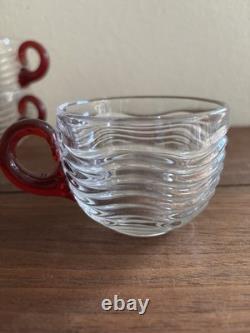 Duncan & Miller Caribbean Ruby Red handle Glasses and Punch bowl Ladel