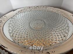 Duncan Miller Clear Bubble Glass Hobnail Punch Bowl Set ORIGINAL COMPLETE SET