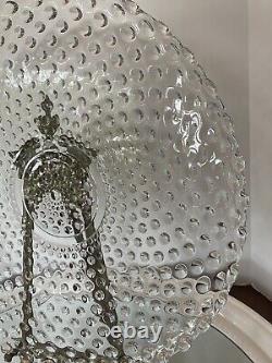 Duncan Miller Clear Bubble Glass Hobnail Punch Bowl Set ORIGINAL COMPLETE SET