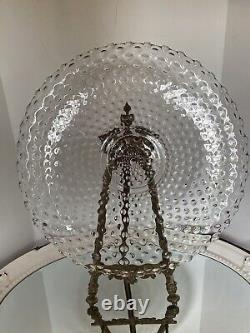 Duncan Miller Clear Bubble Glass Hobnail Punch Bowl Set ORIGINAL COMPLETE SET