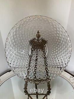 Duncan Miller Clear Bubble Glass Hobnail Punch Bowl Set ORIGINAL COMPLETE SET