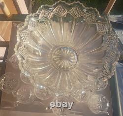 Duncan Miller Crown set includes punch bowl and 12 cups AKA Ladder with Diamonds