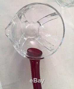 Duncan Miller EAPG Venetian Punch Bowl Ruby Red Clear Glass Art Deco Nouveau Exc