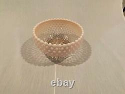 Duncan & Miller Hobnail Pink Opalescent Punch Bowl Set with Ladle and 11 cups
