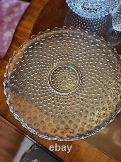 Duncan Miller Hobnail bubble 15 pc punch bowl set underplate 12 cups ladle bowl