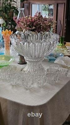 Duncan & Miller Mardi Gras Punch Bowl Set with 12 Cups