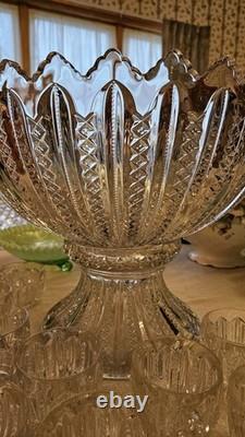 Duncan & Miller Mardi Gras Punch Bowl Set with 12 Cups