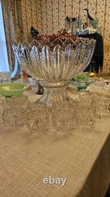 Duncan & Miller Mardi Gras Punch Bowl Set with 12 Cups