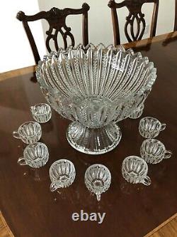 Duncan & Miller Mardi Gras Punch Bowl Set with 19 Cups