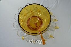 Duncan Miller No 901 Amber Punch Bowl Amber & Clear Ladle & 12 Cups