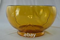 Duncan Miller No 901 Amber Punch Bowl Amber & Clear Ladle & 12 Cups