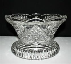 Duncan & Miller Pressed Cut Glass Punch Bowl Set with Pedestal and 6 Cups